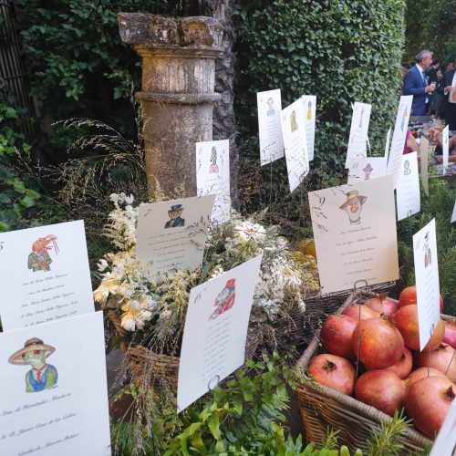 Panel de mesas para boda en el Monasterio de Lupiana